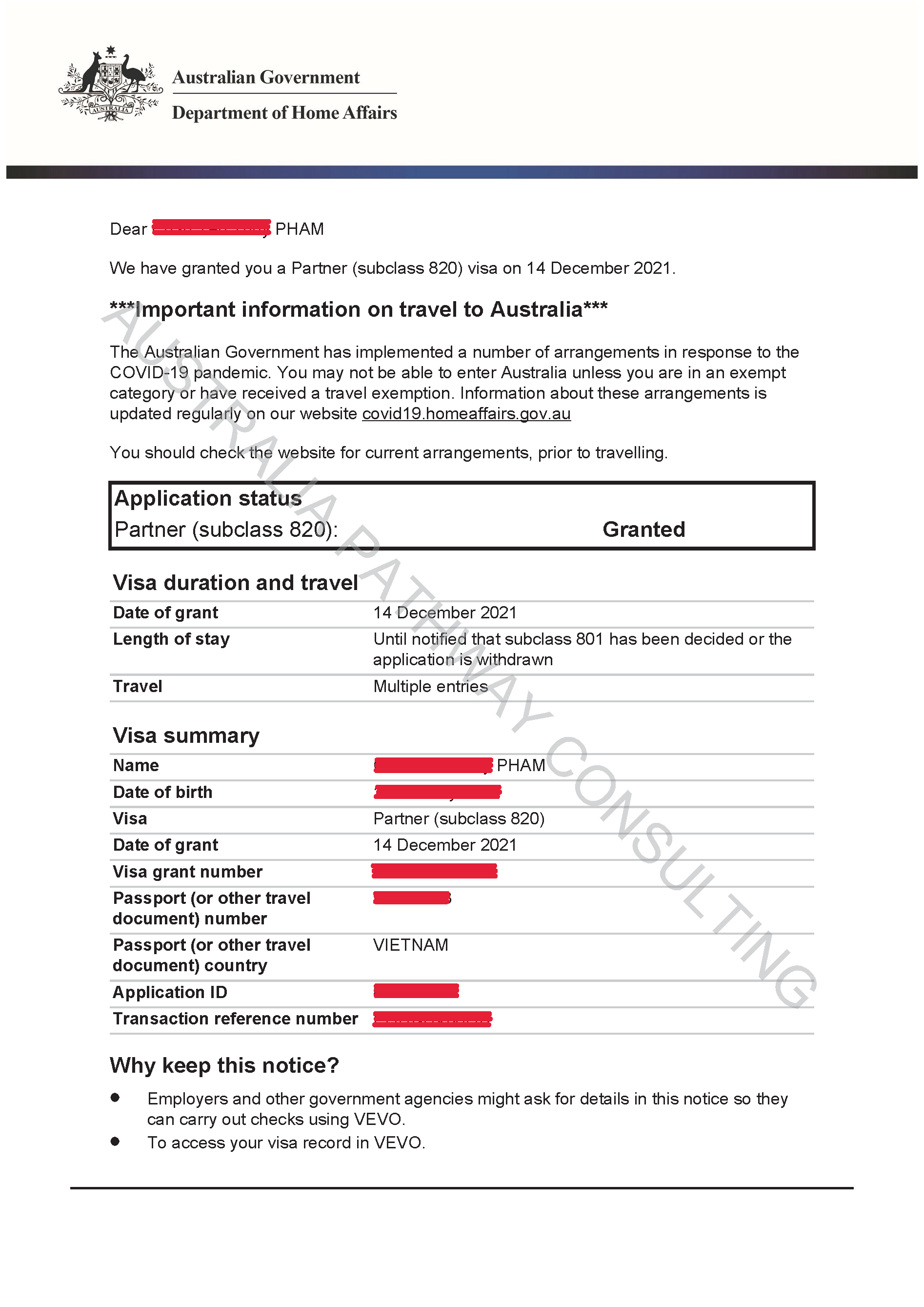 TỔNG KẾT VISA PARTNER/DE FACTO CUỐI NĂM Australia Pathway Consulting