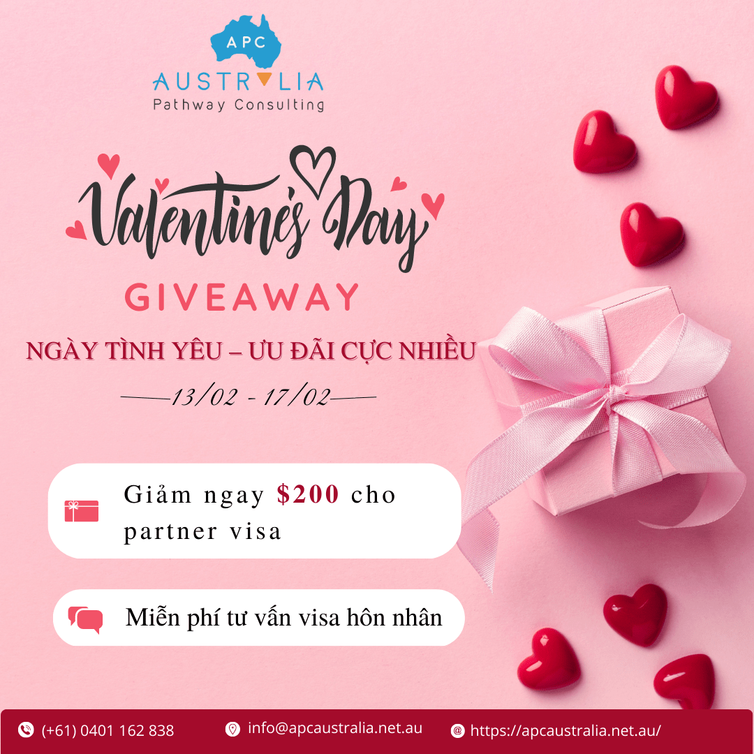 VALENTINE CÙNG APC MỪNG NGÀY LỄ TÌNH NHÂN VỚI PARTNER/DE FACTO VISA Australia Pathway Consulting