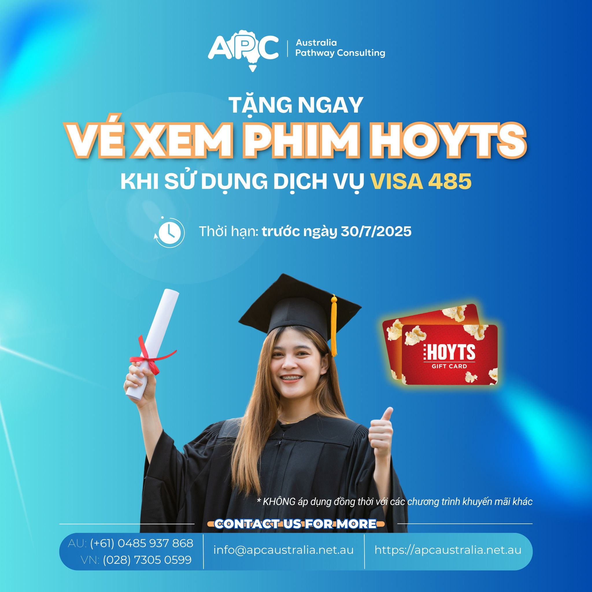 🎬 [ƯU ĐÃI ĐẶC BIỆT] NHẬN NGAY VÉ XEM PHIM HOYTS KHI LÀM VISA 485