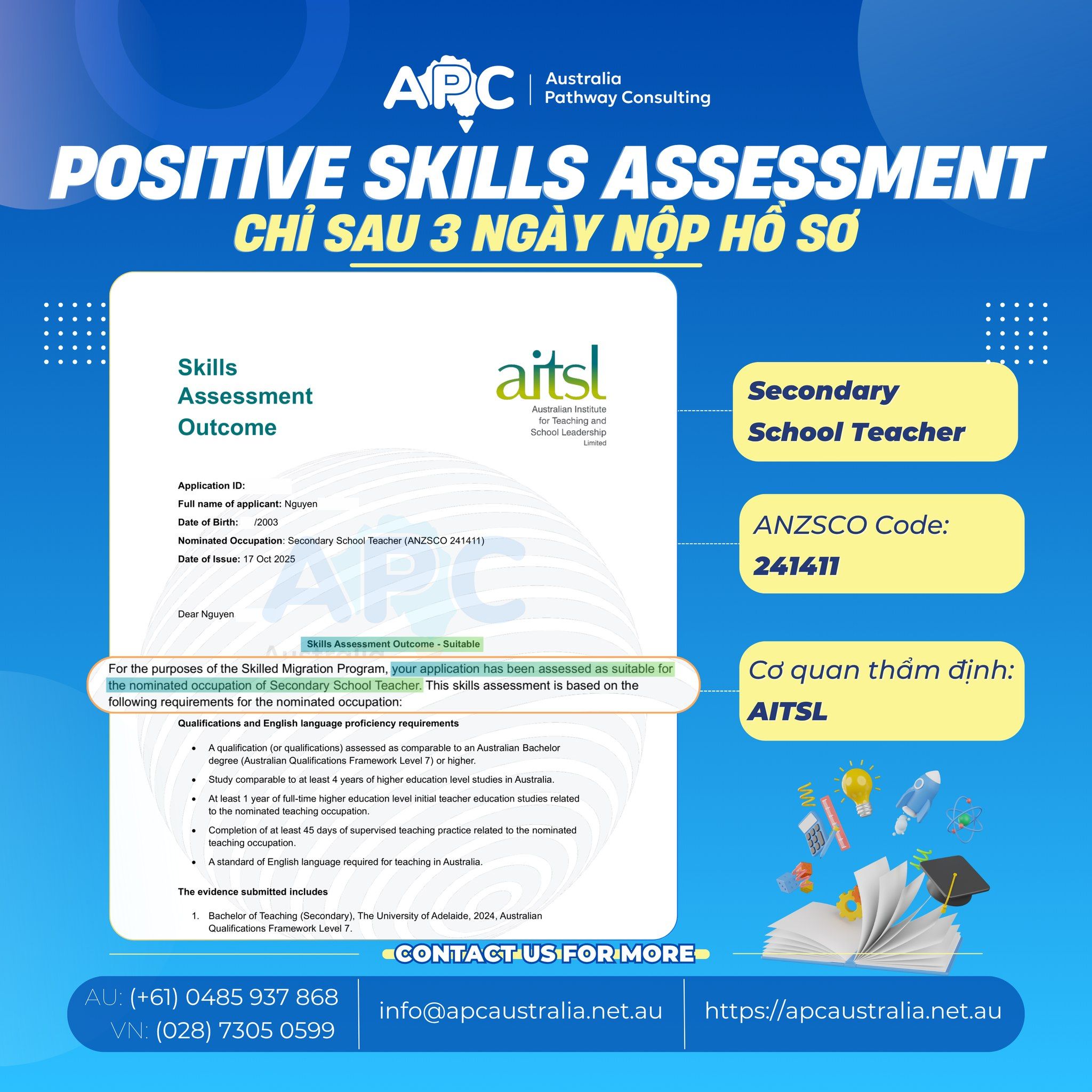 🔥 Sức hút ngành Secondary School Teacher tại Úc: POSITIVE SKILLS ASSESSMENT CHỈ SAU 3 NGÀY 🎓
