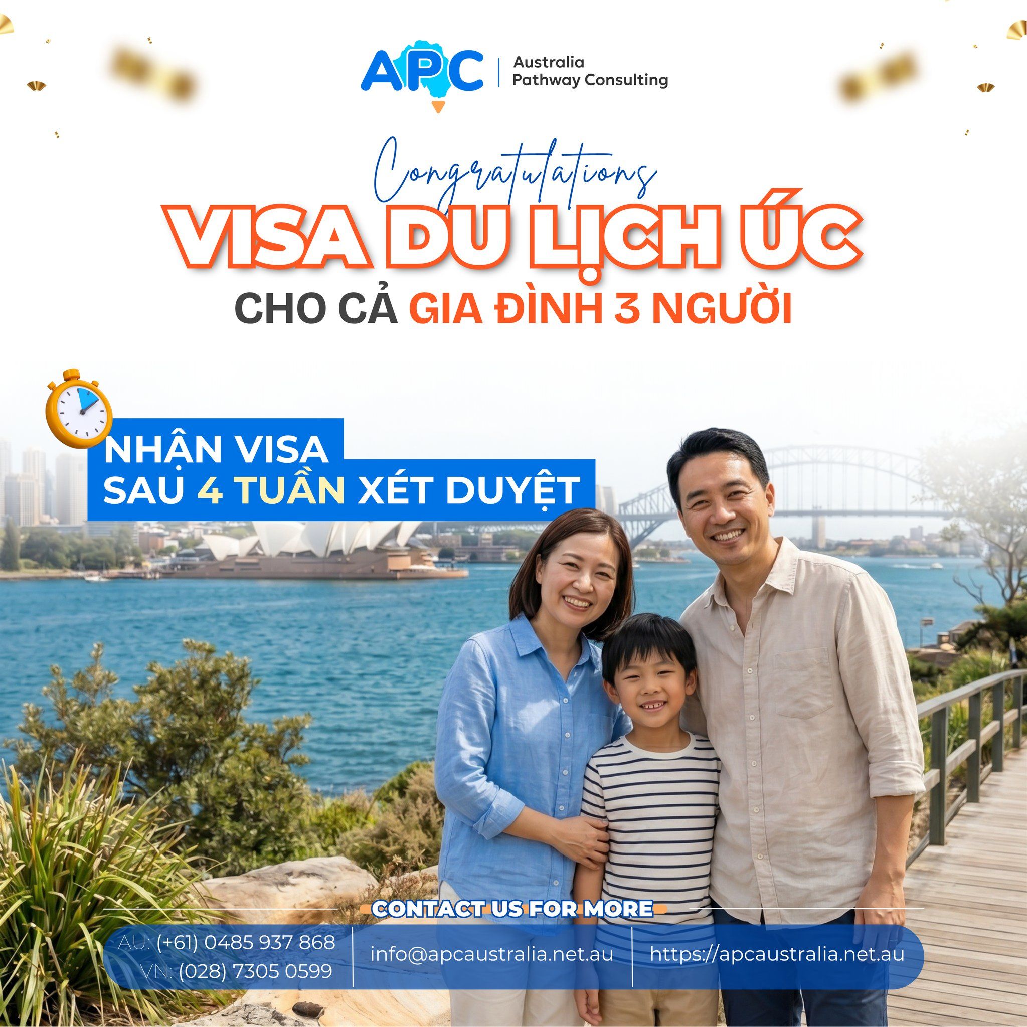 👨‍👩‍👦 VISA DU LỊCH ÚC CHO CẢ GIA ĐÌNH 3 NGƯỜI: Nhận visa sau 4 tuần xét duyệt ⚡